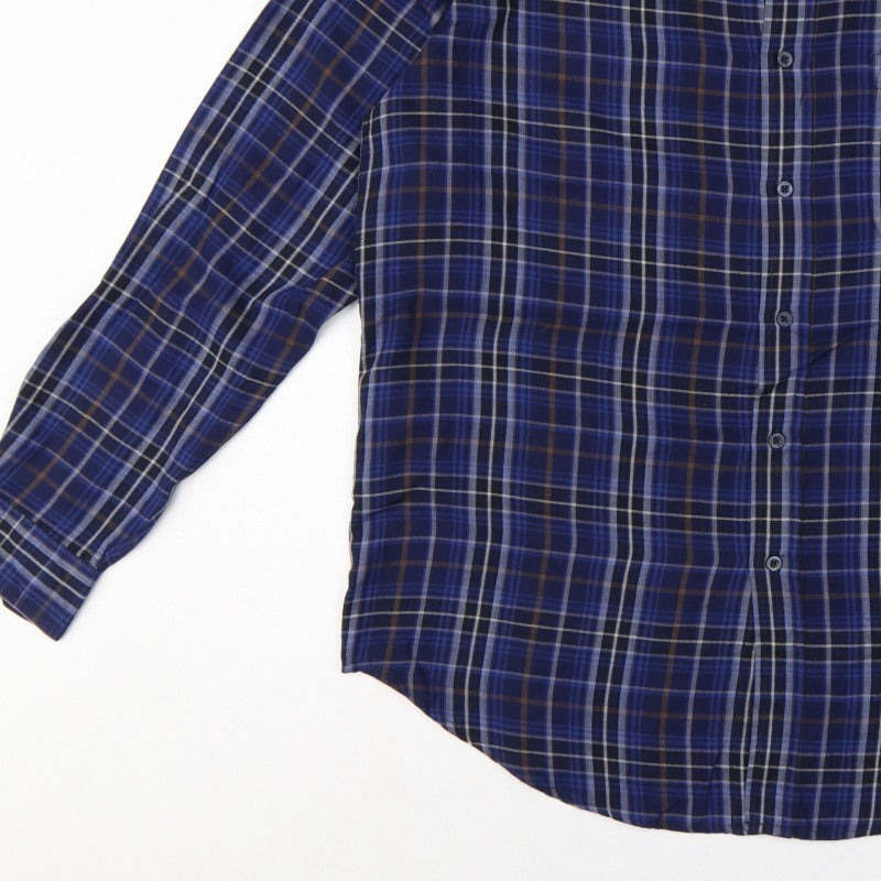 James Pringle Men's Blue Check Casual Long Sleeve Shirt L