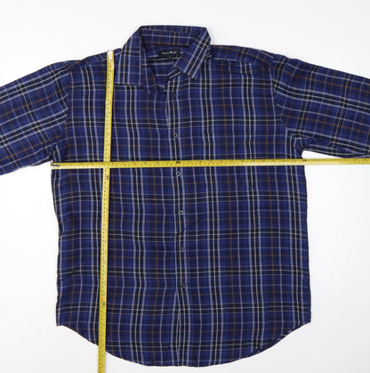 James Pringle Men's Blue Check Casual Long Sleeve Shirt L