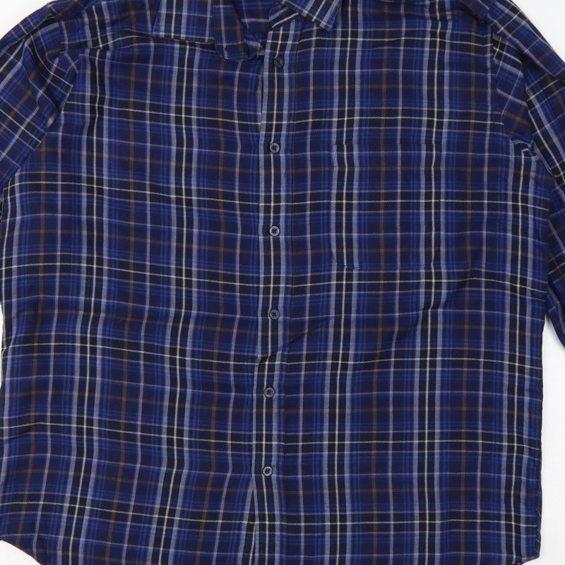 James Pringle Men's Blue Check Casual Long Sleeve Shirt L