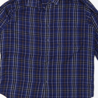 James Pringle Men's Blue Check Casual Long Sleeve Shirt L