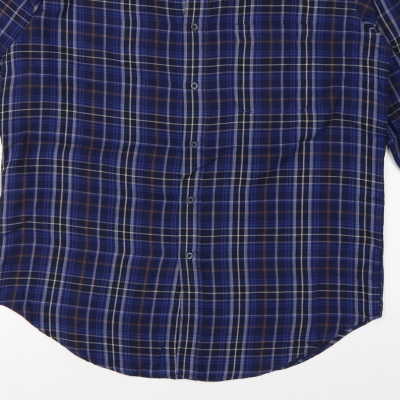 James Pringle Men's Blue Check Casual Long Sleeve Shirt L