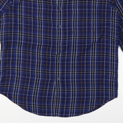 James Pringle Men's Blue Check Casual Long Sleeve Shirt L