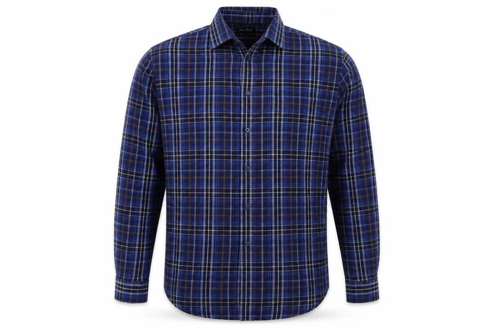 James Pringle Men's Blue Check Casual Long Sleeve Shirt L