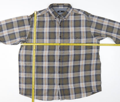 Cotton Traders Men Green Check Button-Down Long Sleeve Shirt XL
