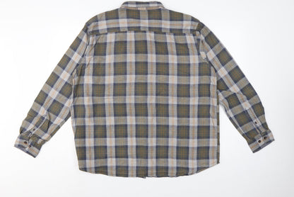 Cotton Traders Men Green Check Button-Down Long Sleeve Shirt XL