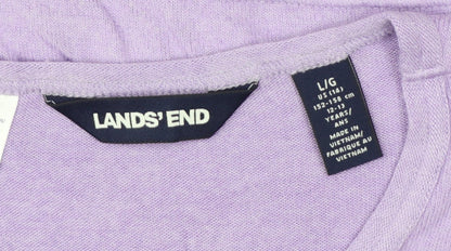 Lands' End Girls Purple 12-13 Years Long Sleeve Pullover Jersey Top