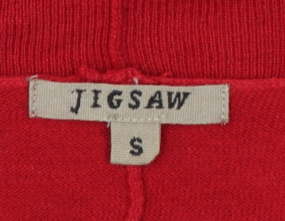 Jigsaw Women Red Size S Silk Cotton Wrap Cardigan Long Sleeve Knit