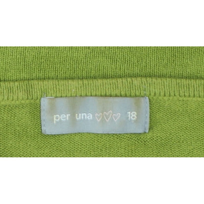 Per Una Women Green Size 18 V-Neck Knit Pullover Crochet Trim