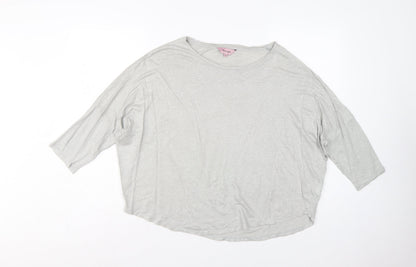 Phase Eight Women Grey Linen Relaxed 3/4 Sleeve Blouse UK 14