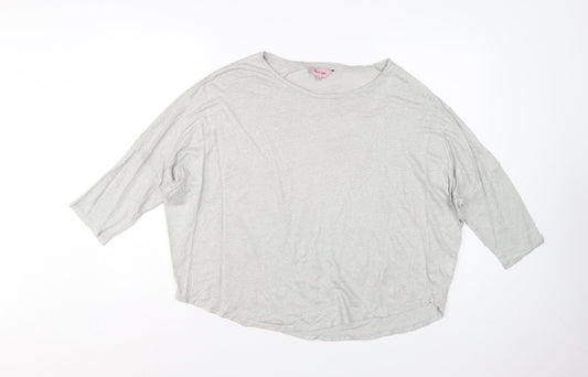 Phase Eight Women Grey Linen Relaxed 3/4 Sleeve Blouse UK 14