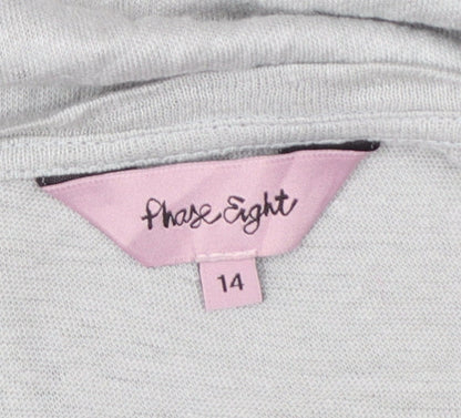 Phase Eight Women Grey Linen Relaxed 3/4 Sleeve Blouse UK 14