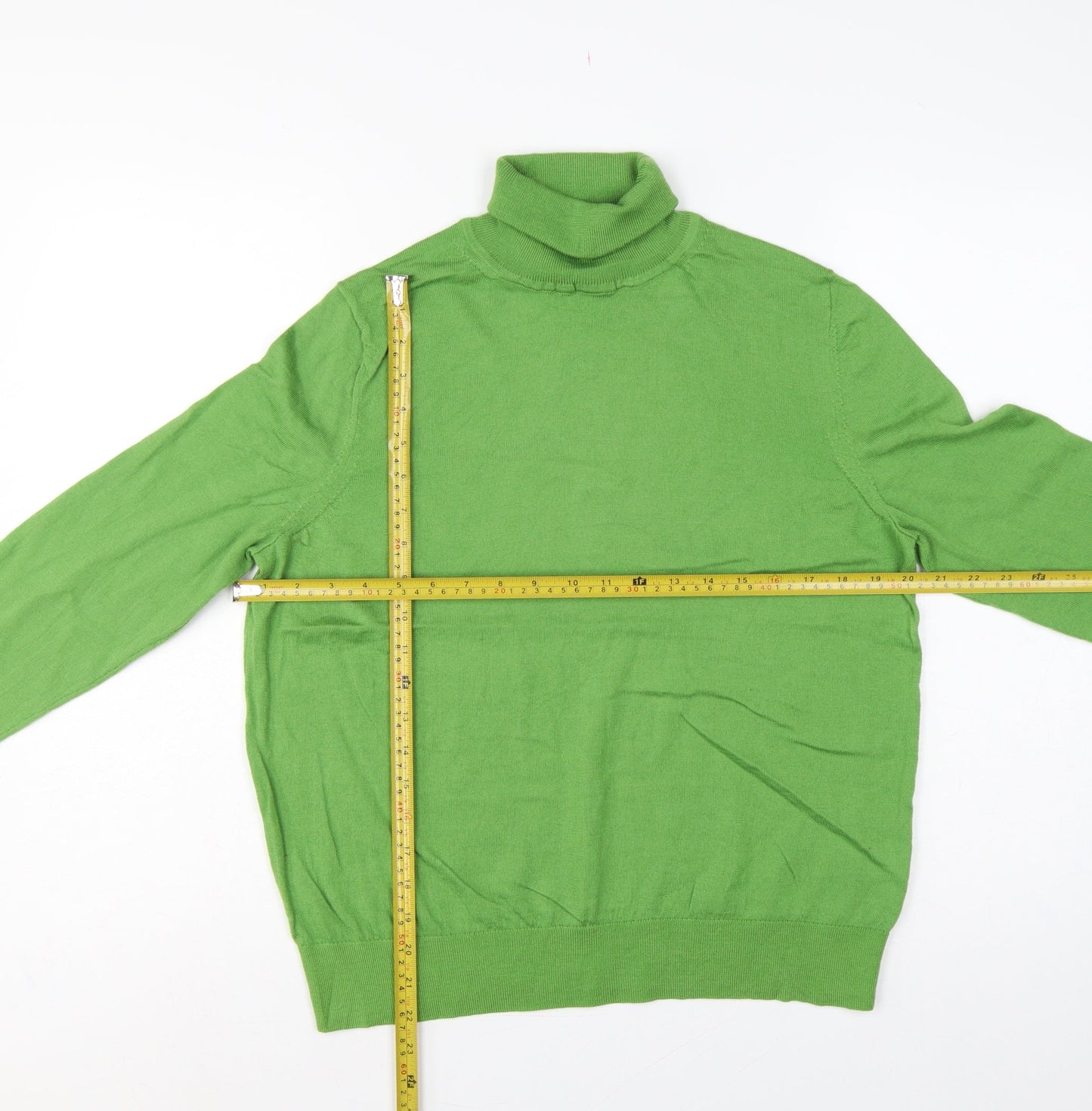 Marks and Spencer Women Green Size 14 Merino Wool Roll Neck Jumper
