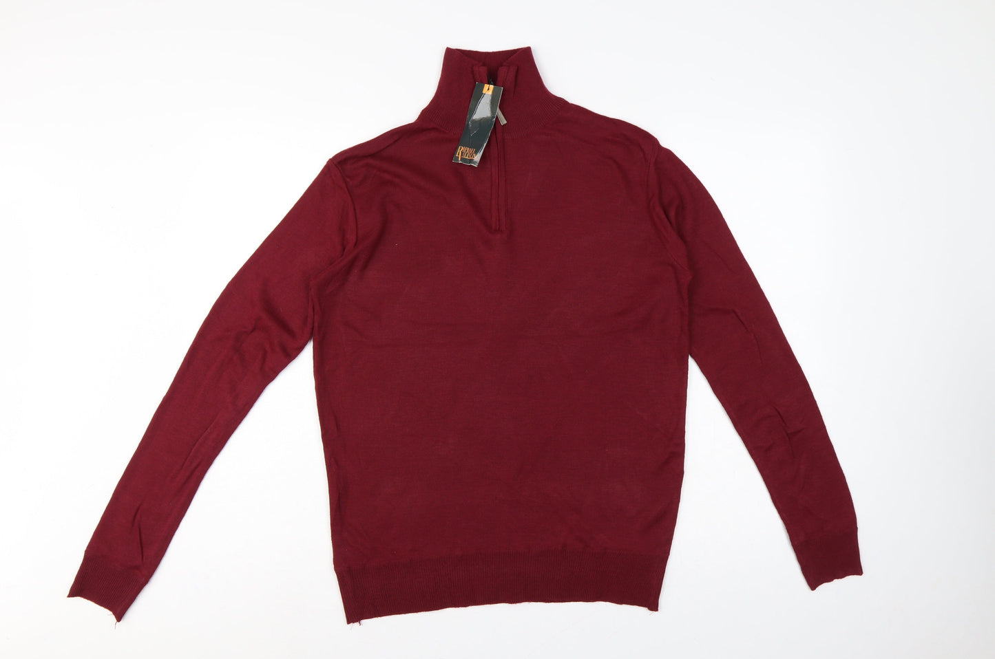 Raphael Valencino Men's Red M 1/4 Zip High Neck Jumper