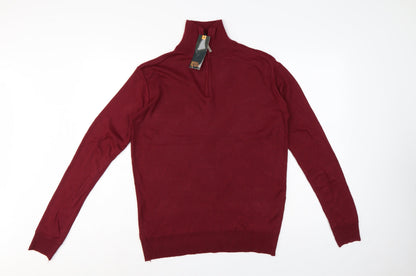 Raphael Valencino Men's Red M 1/4 Zip High Neck Jumper