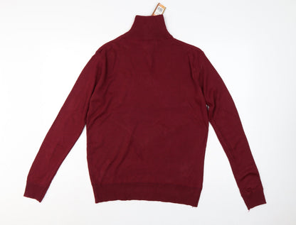 Raphael Valencino Men's Red M 1/4 Zip High Neck Jumper
