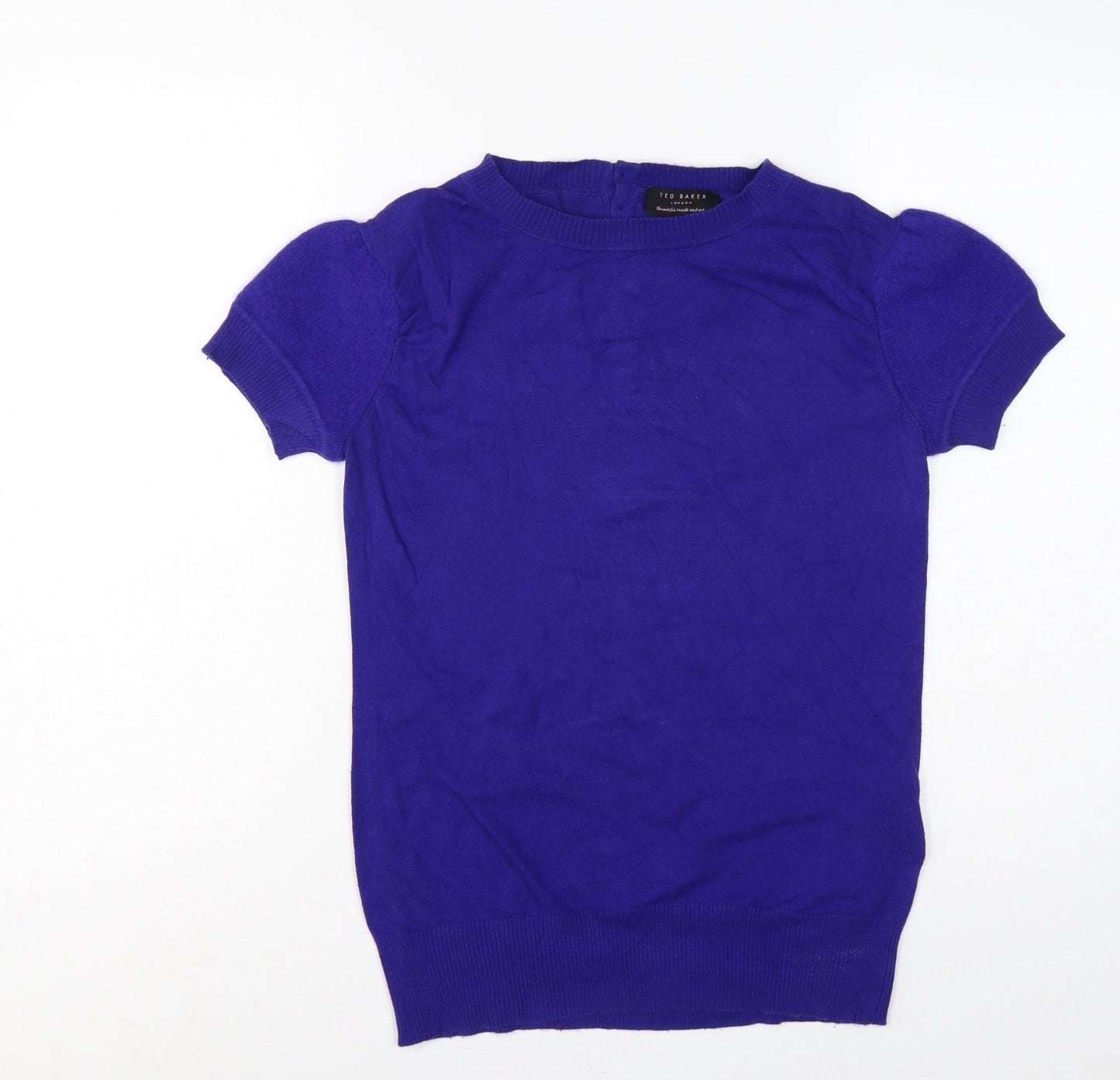 Ted Baker Women Purple UK 10 Short Sleeve Crew Neck Knit Jumper