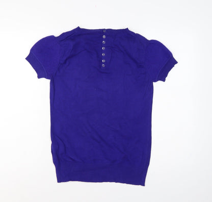 Ted Baker Women Purple UK 10 Short Sleeve Crew Neck Knit Jumper