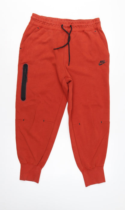 Nike Women’s Orange L Short Tech Fleece Jogger Sweatpants Zip Pocket