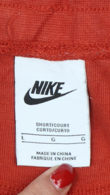 Nike Women’s Orange L Short Tech Fleece Jogger Sweatpants Zip Pocket
