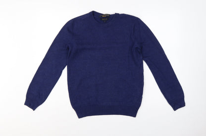 Paul Costelloe Men’s Blue Small Merino Wool Crew Neck Pullover Jumper