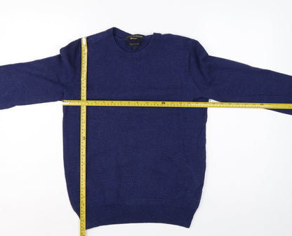 Paul Costelloe Men’s Blue Small Merino Wool Crew Neck Pullover Jumper