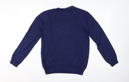 Paul Costelloe Men’s Blue Small Merino Wool Crew Neck Pullover Jumper