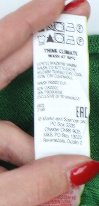 Marks and Spencer Women Green UK 14 High Neck Rib Knit Jumper