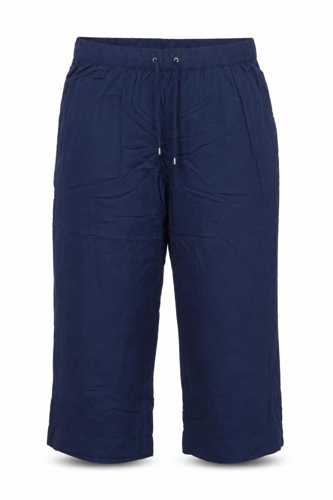 Front view of bpc selection Women Blue UK 20 Cropped Wide Leg Drawstring Trousers