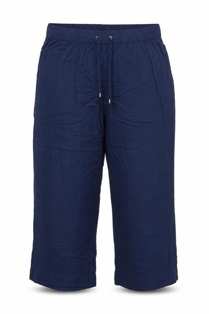 Front view of bpc selection Women Blue UK 20 Cropped Wide Leg Drawstring Trousers