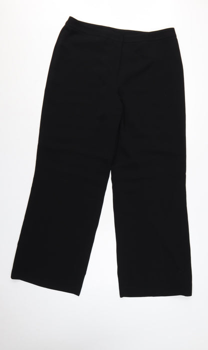 Artigiano Women Black UK 16 Wide-Leg Dress Trousers Lined
