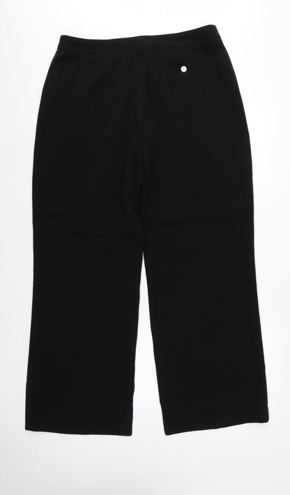 Artigiano Women Black UK 16 Wide-Leg Dress Trousers Lined