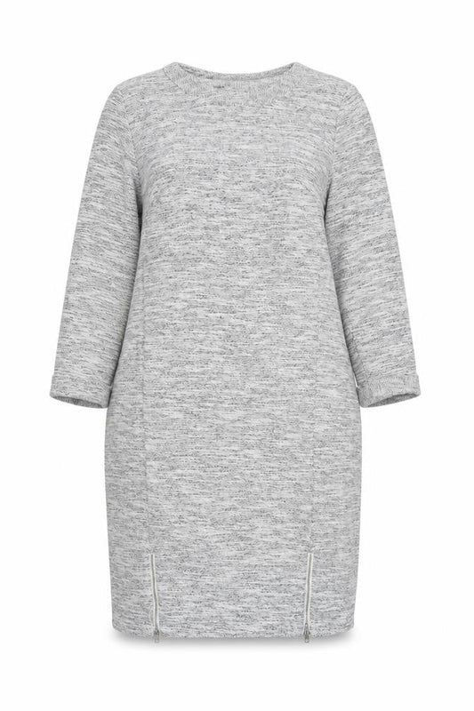 M&S Women Grey Size 18 Long Knit Jumper Dress Raglan Zip Hem
