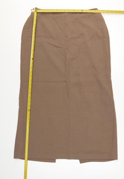 Marks and Spencer Women Brown UK 16 Long Pencil Skirt Lined Vintage
