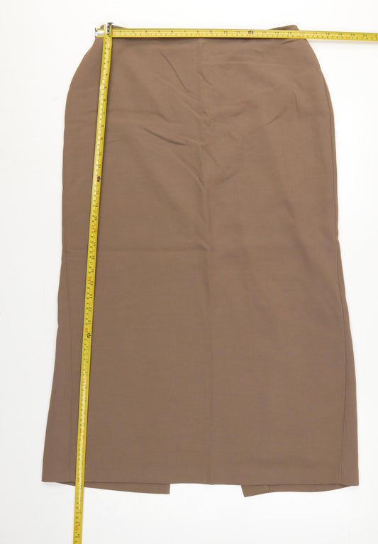 Marks and Spencer Women Brown UK 16 Long Pencil Skirt Lined Vintage