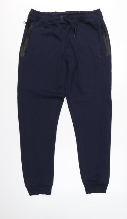 Next Men’s Blue M Long Leg Jogger Trousers Zip Pockets