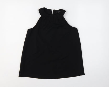 Warehouse Women Black UK 10 Sleeveless High Neck Ruffle Blouse