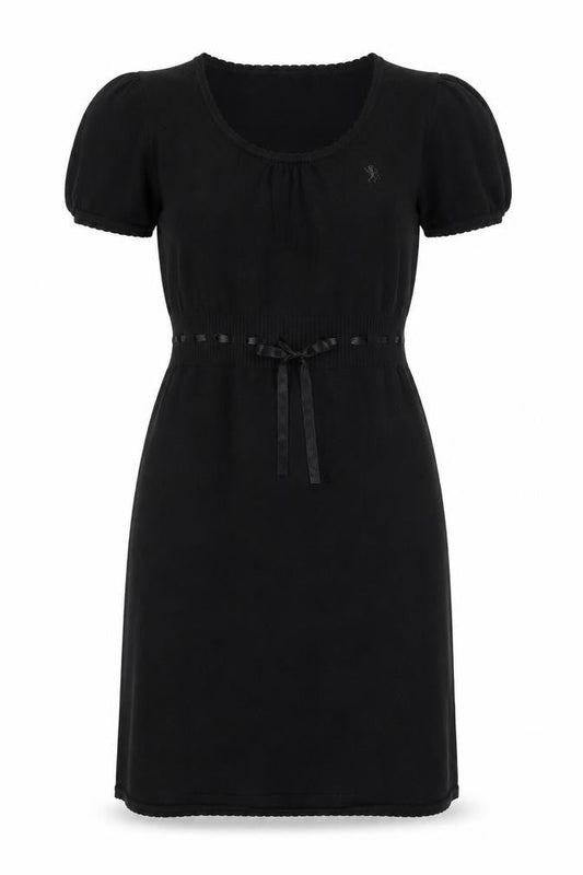 edc by Esprit Women Black L Knit Knee Length Puff Sleeve Jumper Dress
