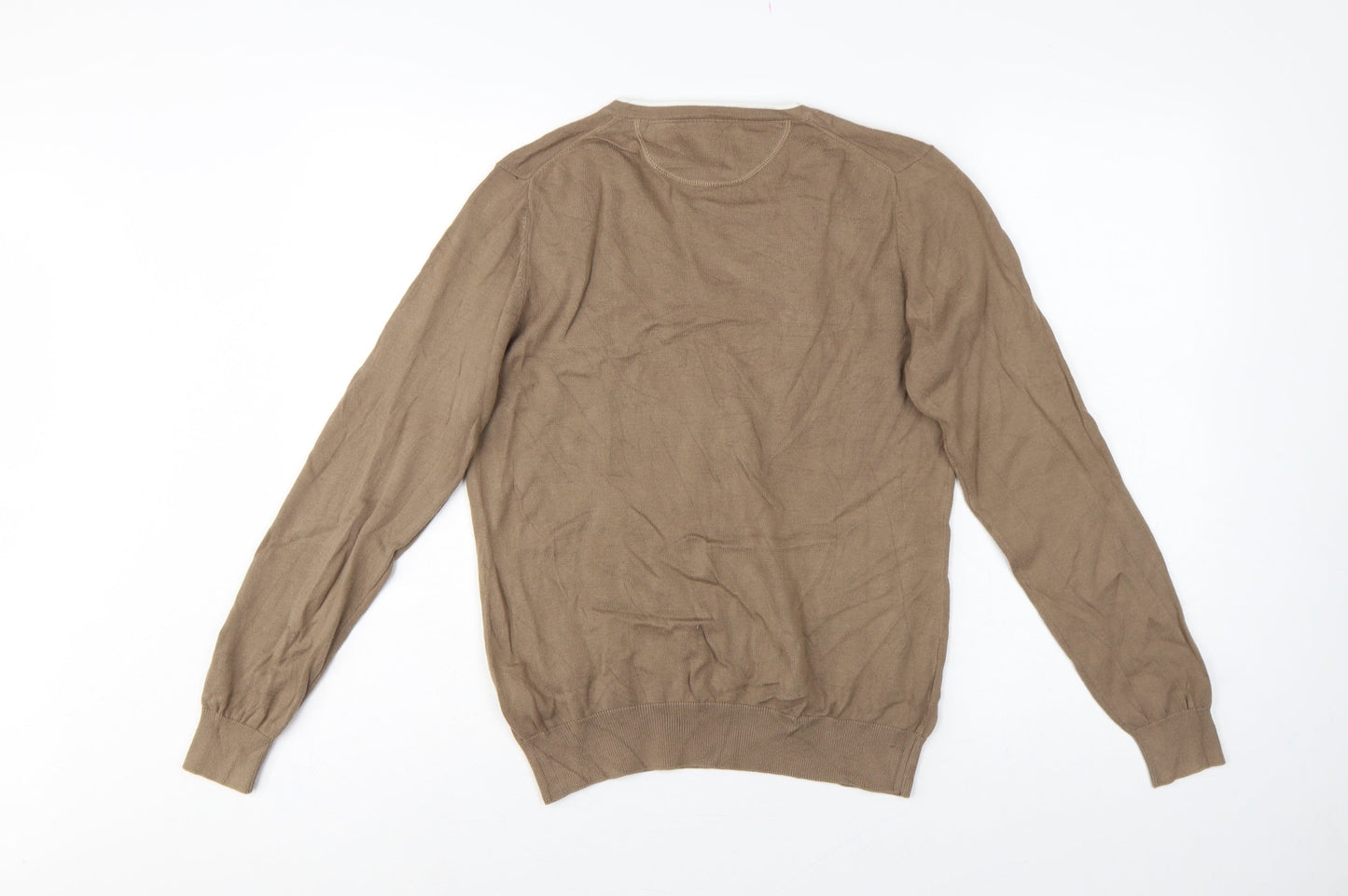 Lobster Women Brown M V-Neck Cotton Knit Golf Pullover Jumper