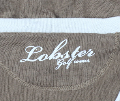 Lobster Women Brown M V-Neck Cotton Knit Golf Pullover Jumper