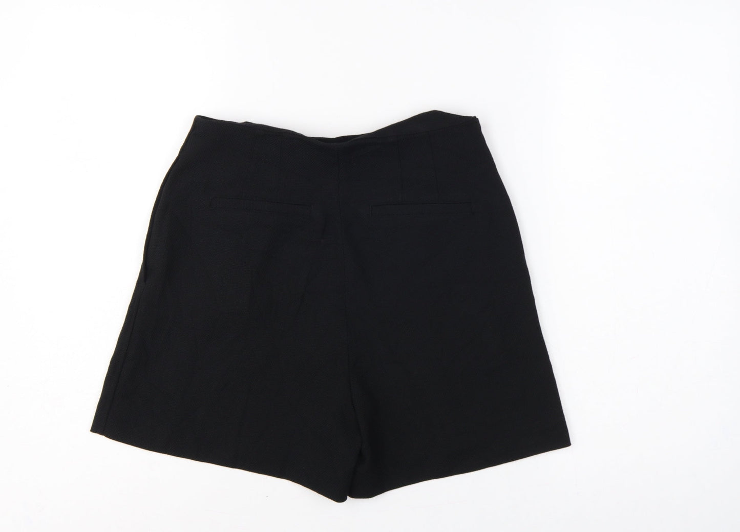 H&M Women Black UK 8 High Rise Sailor Shorts Gold Button