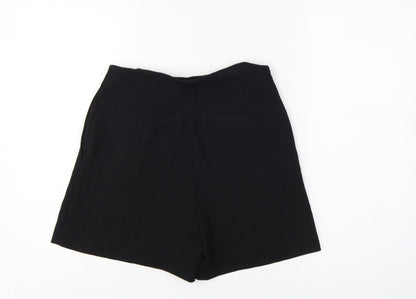 H&M Women Black UK 8 High Rise Sailor Shorts Gold Button