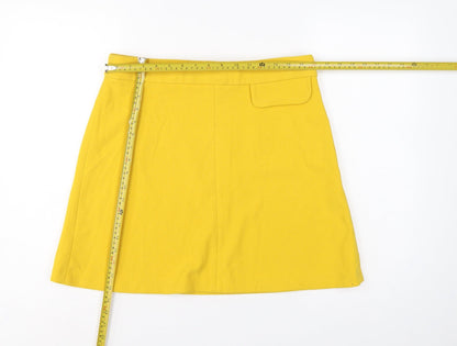ASOS Women Yellow UK 16 A-Line High Rise Mini Skirt Lined