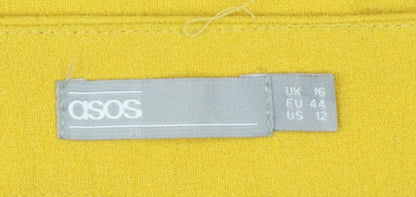 ASOS Women Yellow UK 16 A-Line High Rise Mini Skirt Lined