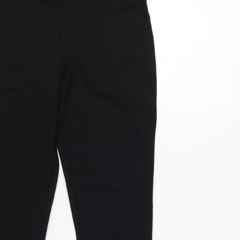 Zara Women Black S High Rise Stretch Textured Waistband Leggings