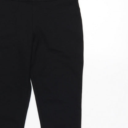 Zara Women Black S High Rise Stretch Textured Waistband Leggings