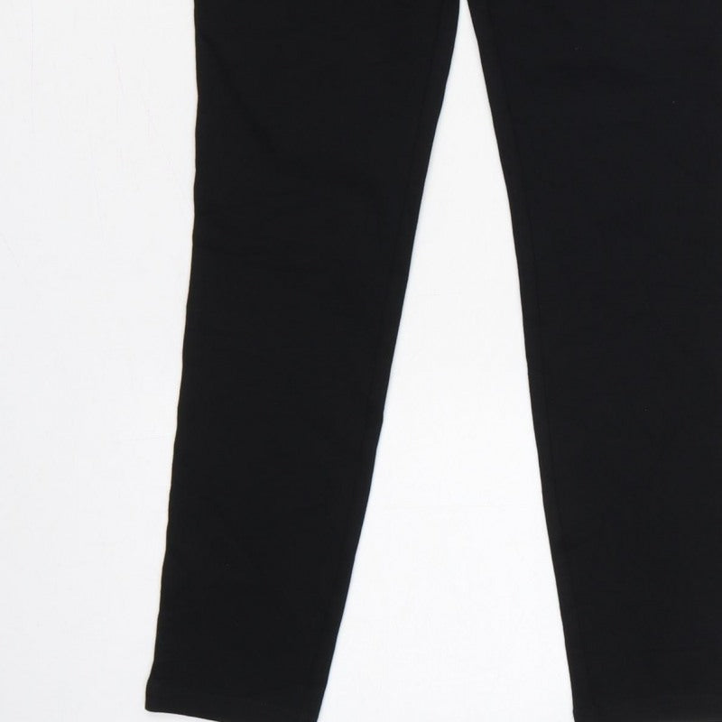 Zara Women Black S High Rise Stretch Textured Waistband Leggings