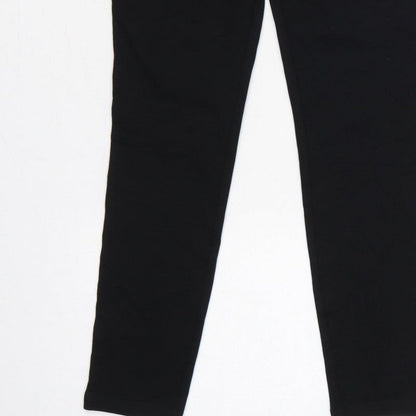 Zara Women Black S High Rise Stretch Textured Waistband Leggings