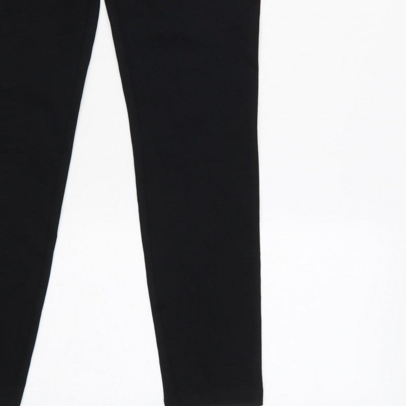 Zara Women Black S High Rise Stretch Textured Waistband Leggings