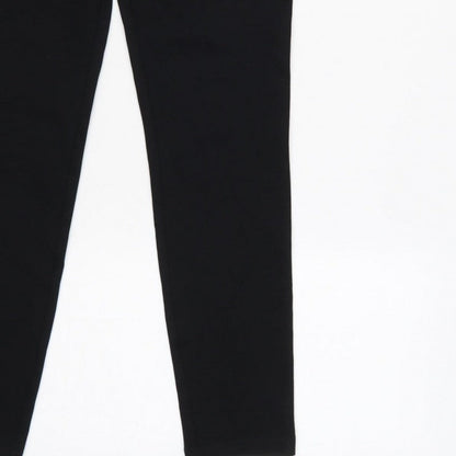 Zara Women Black S High Rise Stretch Textured Waistband Leggings