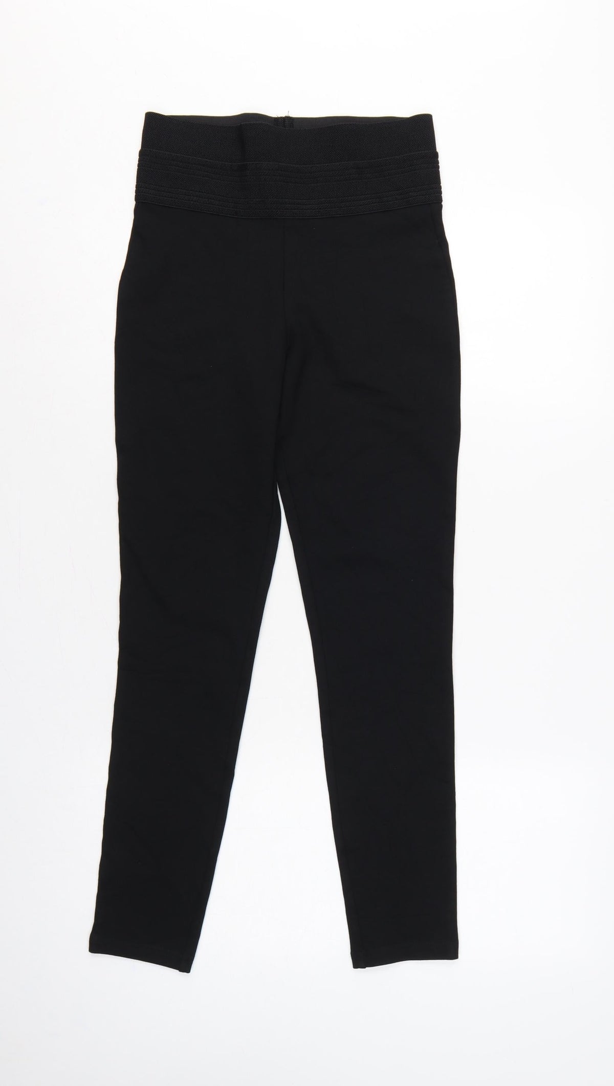 Zara Women Black S High Rise Stretch Textured Waistband Leggings